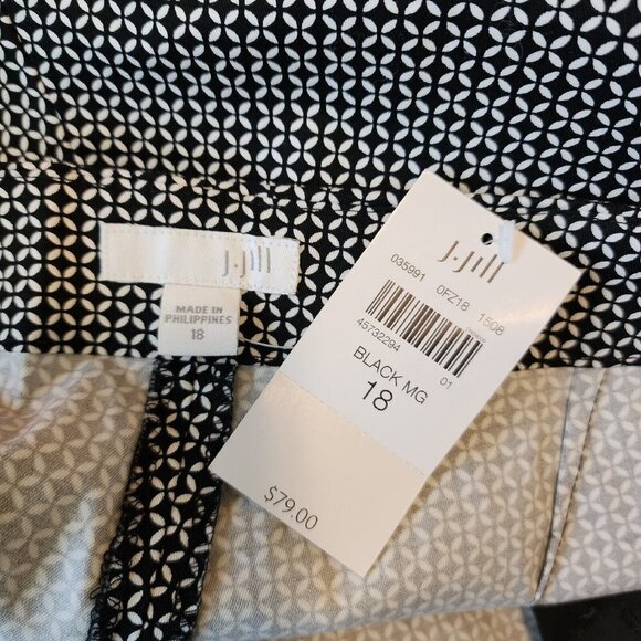 NWT J Jill Patterned Design Black White Cropped Ankle Business Pants Capri 18 - Picture 6 of 12